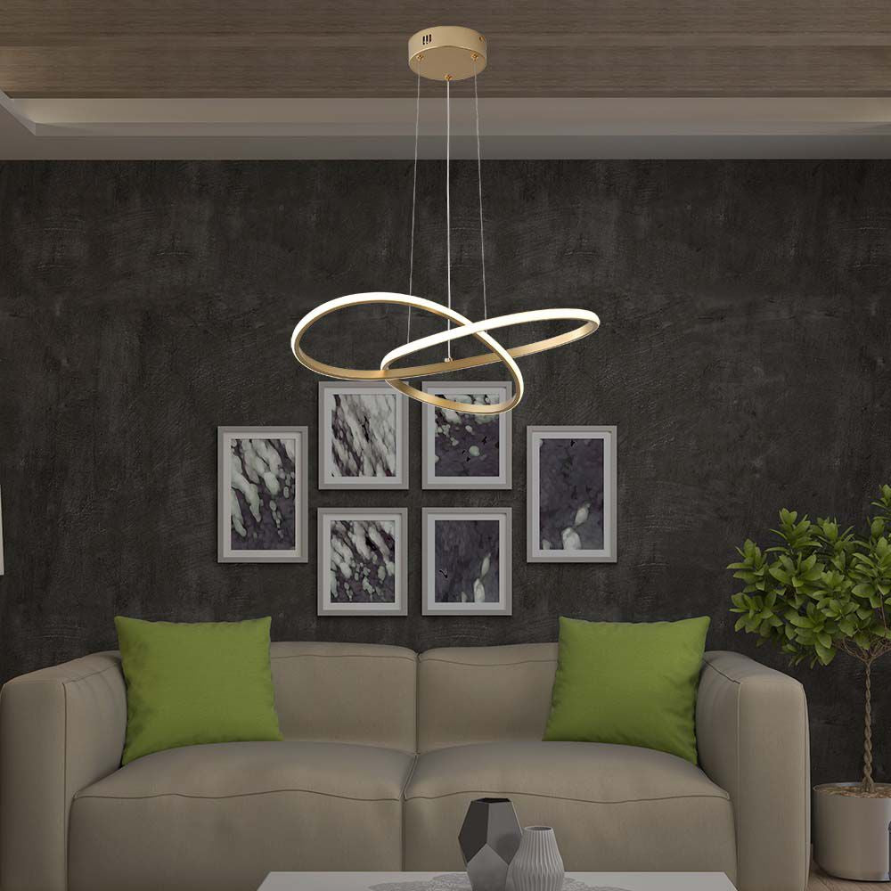 Dekoracyjna lampa wisząca LED ( D500 ) / Barwa: 3000K / Obudowa: Złota