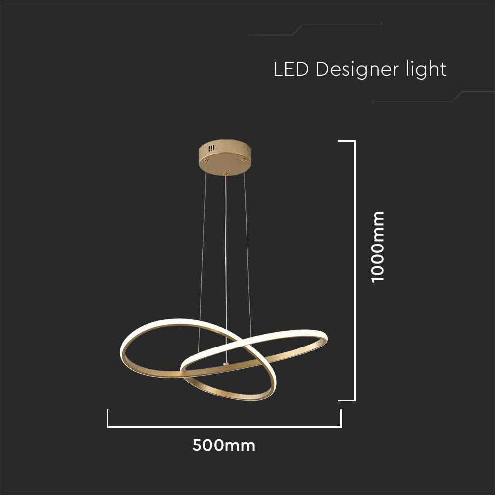 Dekoracyjna lampa wisząca LED ( D500 ) / Barwa: 3000K / Obudowa: Złota
