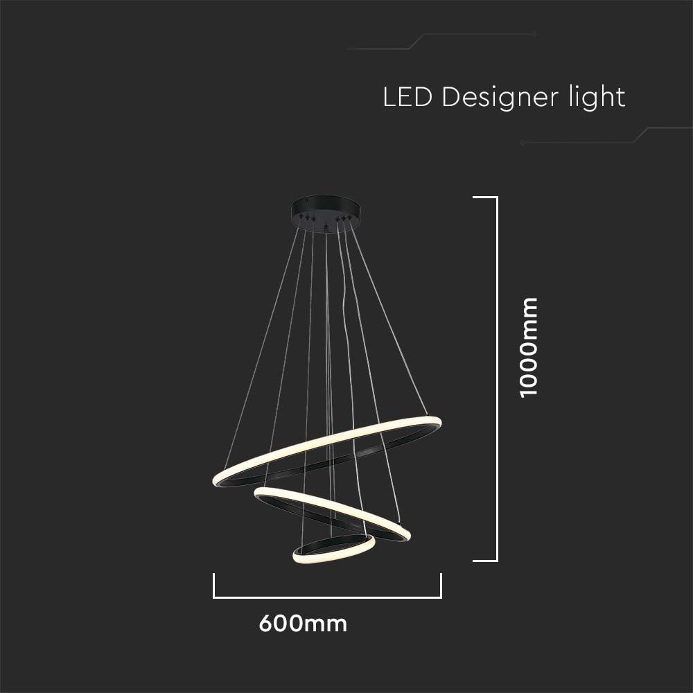 Dekoracyjna lampa wisząca LED ( D600+D400+D200 ) / Barwa: 3000K / Obudowa: Czarna