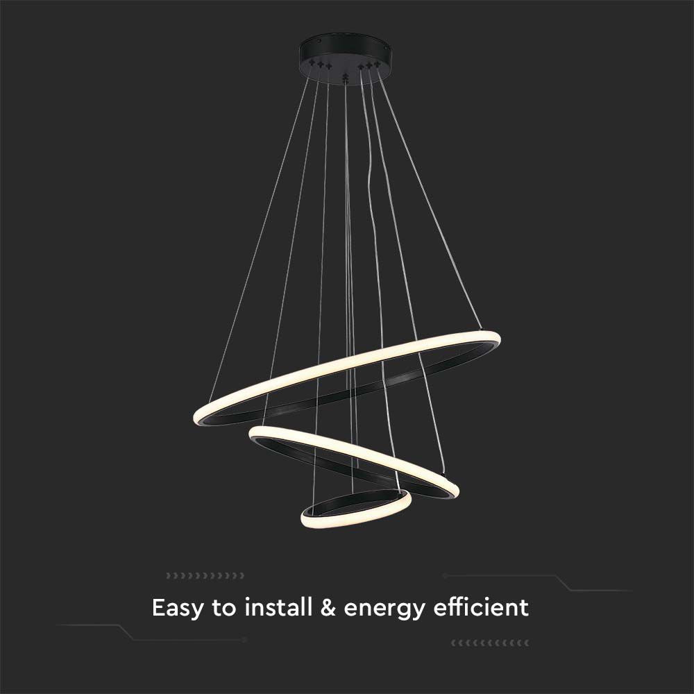 Dekoracyjna lampa wisząca LED ( D600+D400+D200 ) / Barwa: 3000K / Obudowa: Czarna