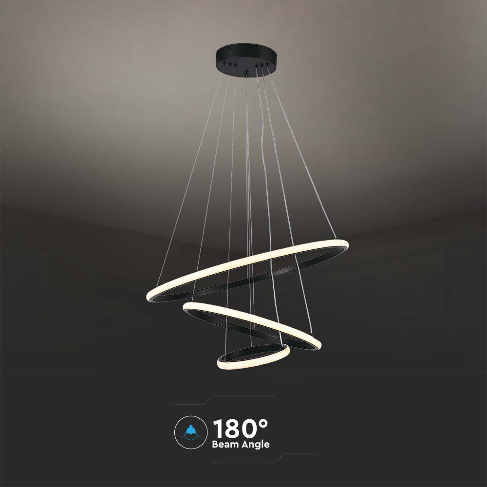 Dekoracyjna lampa wisząca LED ( D600+D400+D200 ) / Barwa: 3000K / Obudowa: Czarna