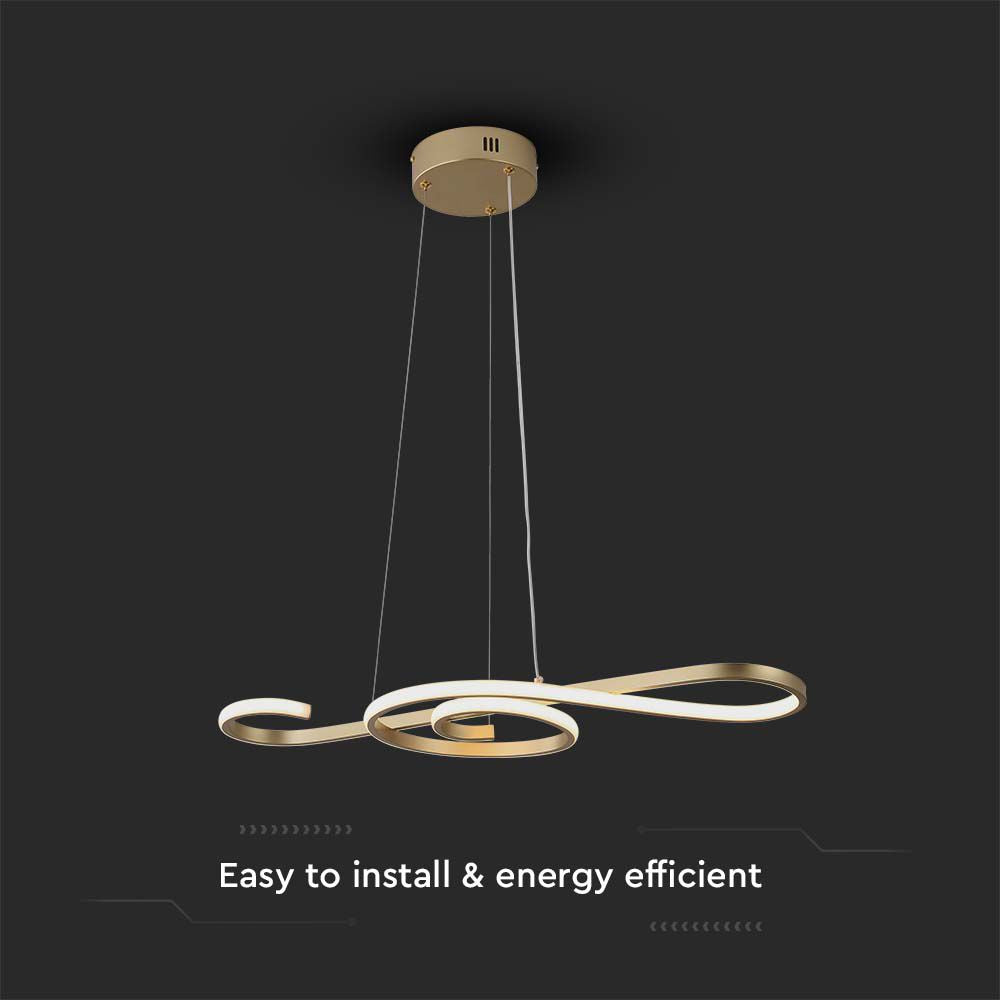 Dekoracyjna Lampa Wisząca LED / Barwa: 3000K / Obudowa: Złota