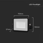 20W Naświetlacz LED SMD / Chip SAMSUNG / Przewód: 1m / Barwa:3000K / Obudowa: Czarna