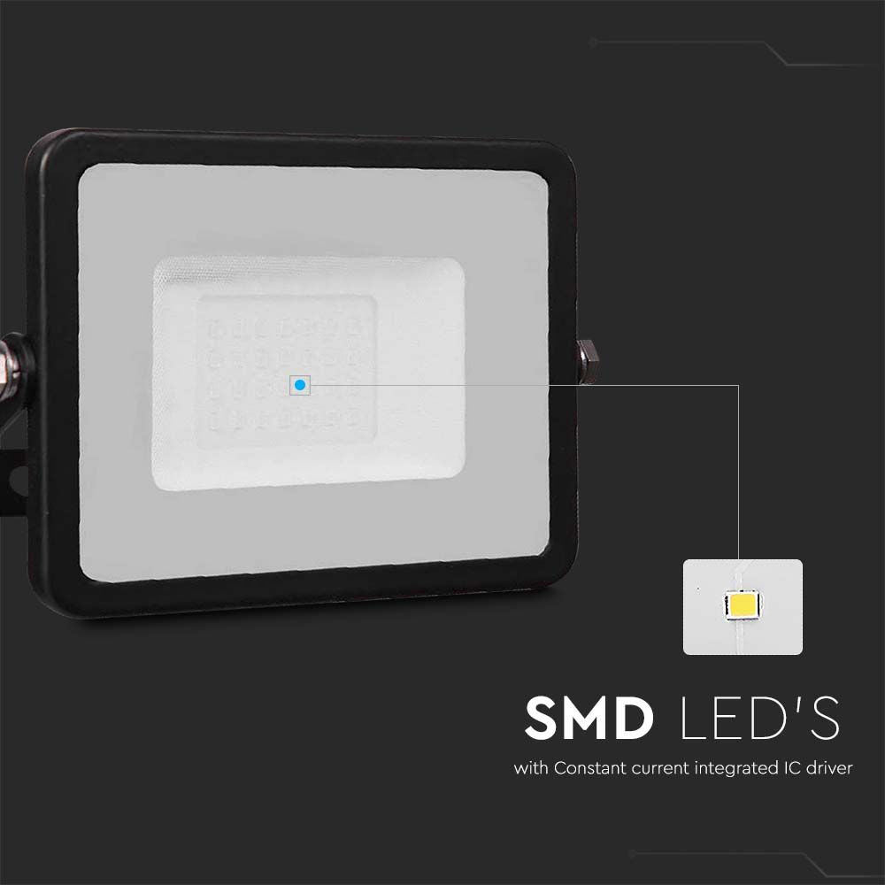 20W Naświetlacz LED SMD / Chip SAMSUNG / Przewód: 1m / Barwa:3000K / Obudowa: Czarna