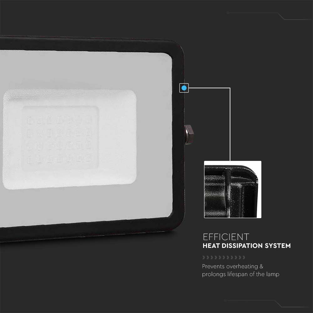 20W Naświetlacz LED SMD / Chip SAMSUNG / Przewód: 1m / Barwa:3000K / Obudowa: Czarna