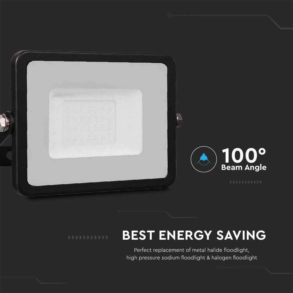 20W Naświetlacz LED SMD / Chip SAMSUNG / Przewód: 1m / Barwa:3000K / Obudowa: Czarna