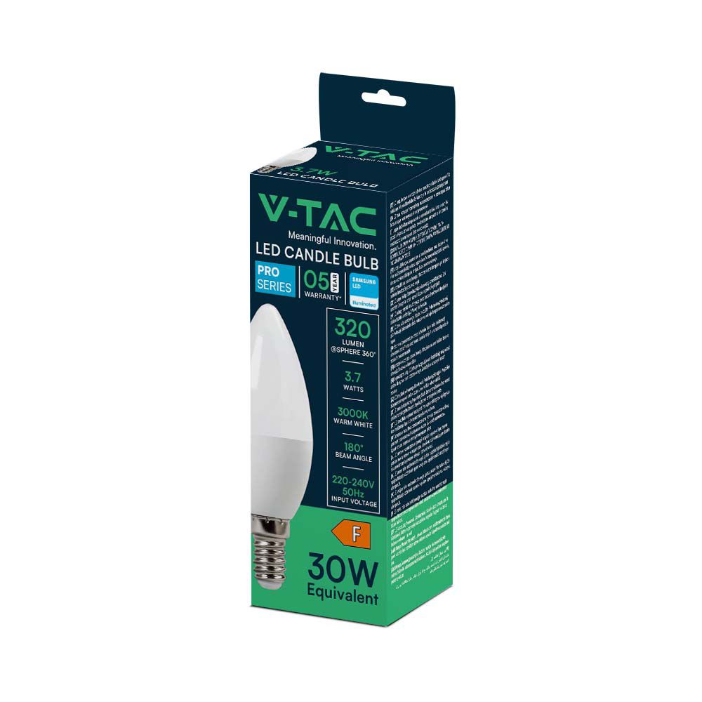 3.7W C37 Żarówka plastikowa LED / Chip Samsung / Barwa: 6500K / Trzonek: E14