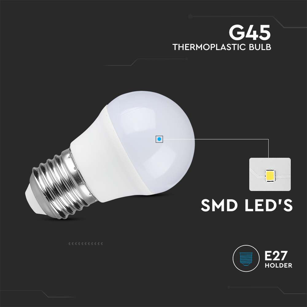 3.7W G45 Żarówka plastikowa LED / Chip Samsung / Barwa: 4000K / Trzonek: E27