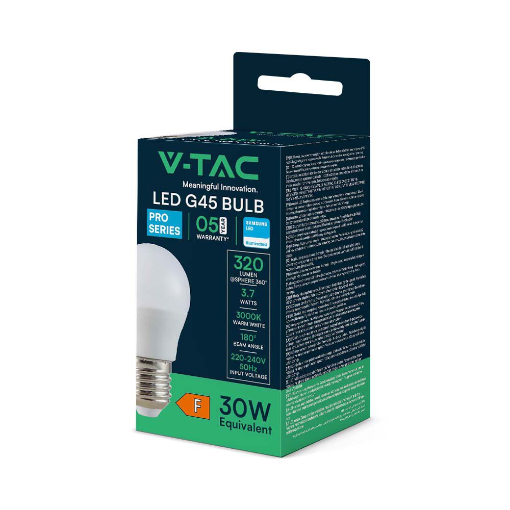 3.7W G45 Żarówka plastikowa LED / Chip Samsung / Barwa: 6500K / Trzonek: E27