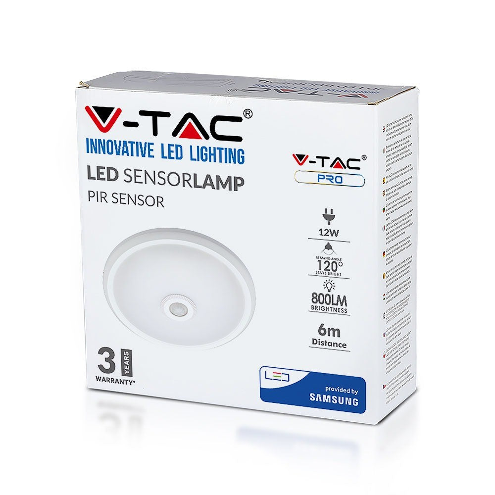 12W Plafon LED z czujnikiem PIR / Chip SAMSUNG / Barwa:3000K