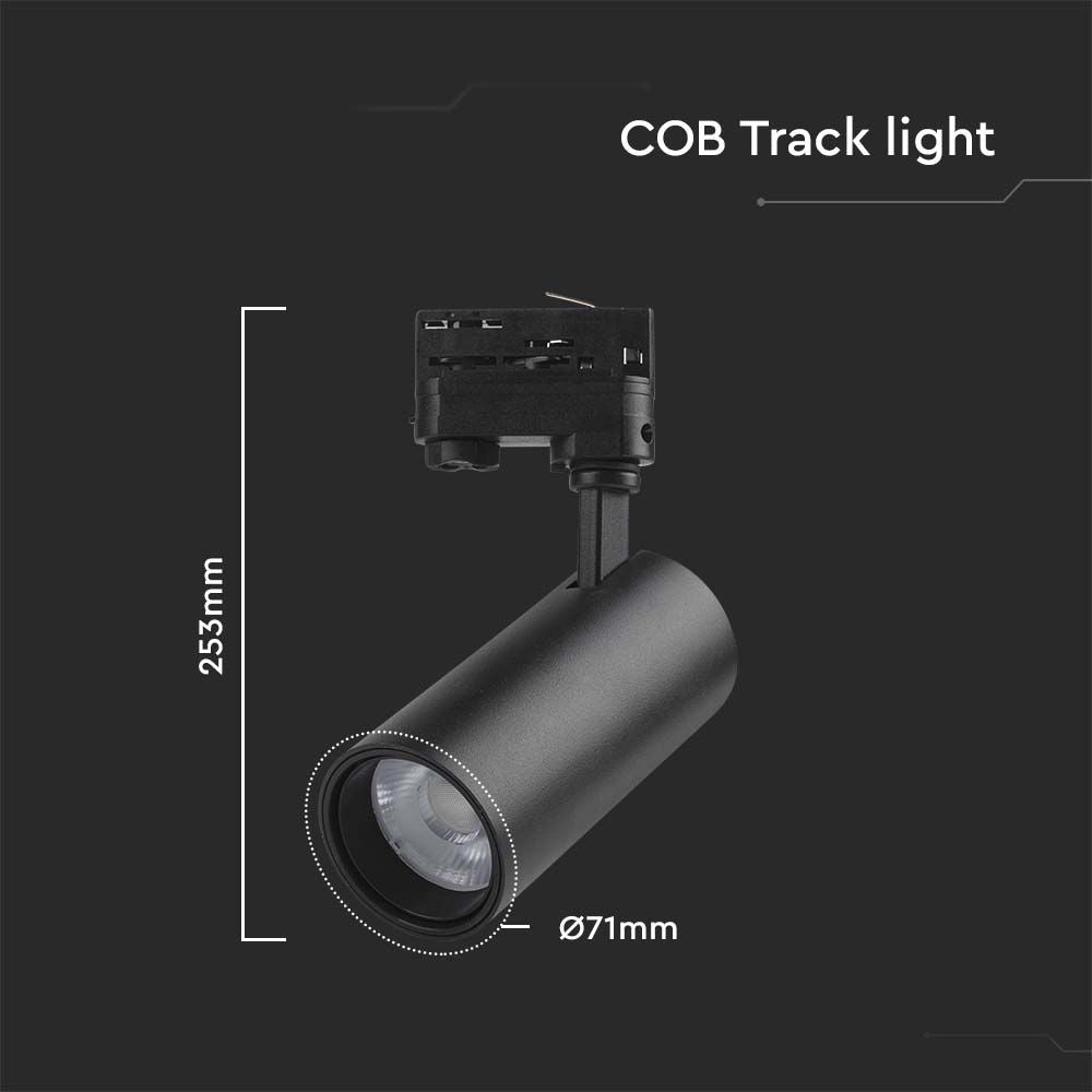 30W COB Lampa LED na szynoprzewód / Barwa: 3w1 / Obudowa: Czarna