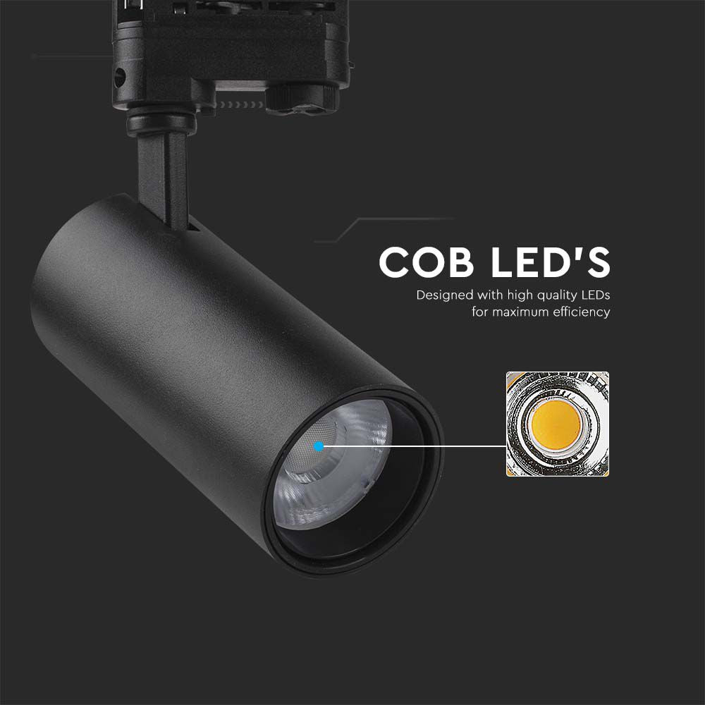 30W COB Lampa LED na szynoprzewód / Barwa: 3w1 / Obudowa: Czarna