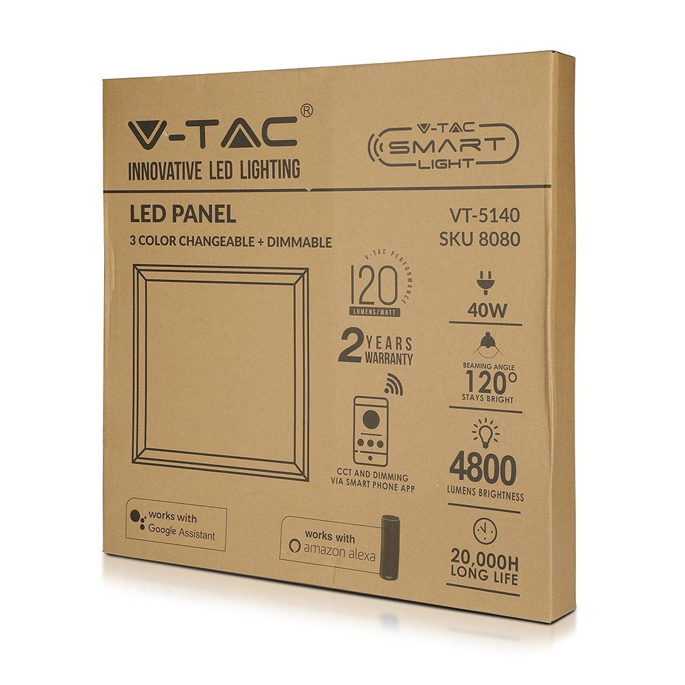 40W Panel LED WIFI / Barwa: 3w1 / Kompatybilna z Amazon Alexa i Google Home / Opk. 5 szt.
