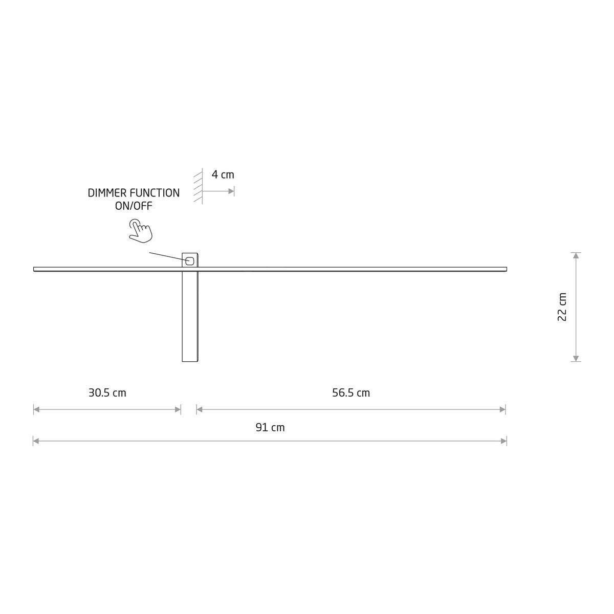 Nowodvorski Kinkiet z włącznikiem IMPULSE LED M 10W 50/60Hz - Aluminium lakierowane - Czarny 8116