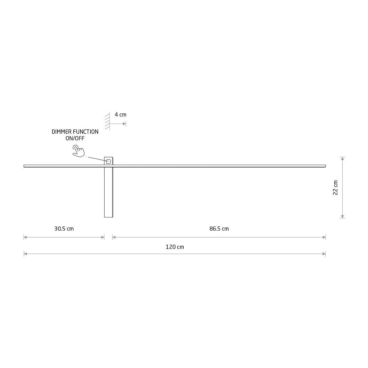 Nowodvorski Kinkiet z włącznikiem IMPULSE LED L 15W 50/60Hz - Aluminium lakierowane - Czarny 8117