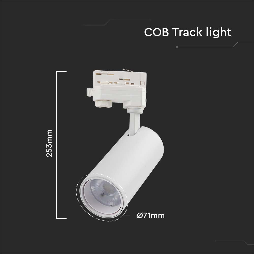 30W COB Lampa LED na szynoprzewód / Barwa: 3w1 / Obudowa: Biała
