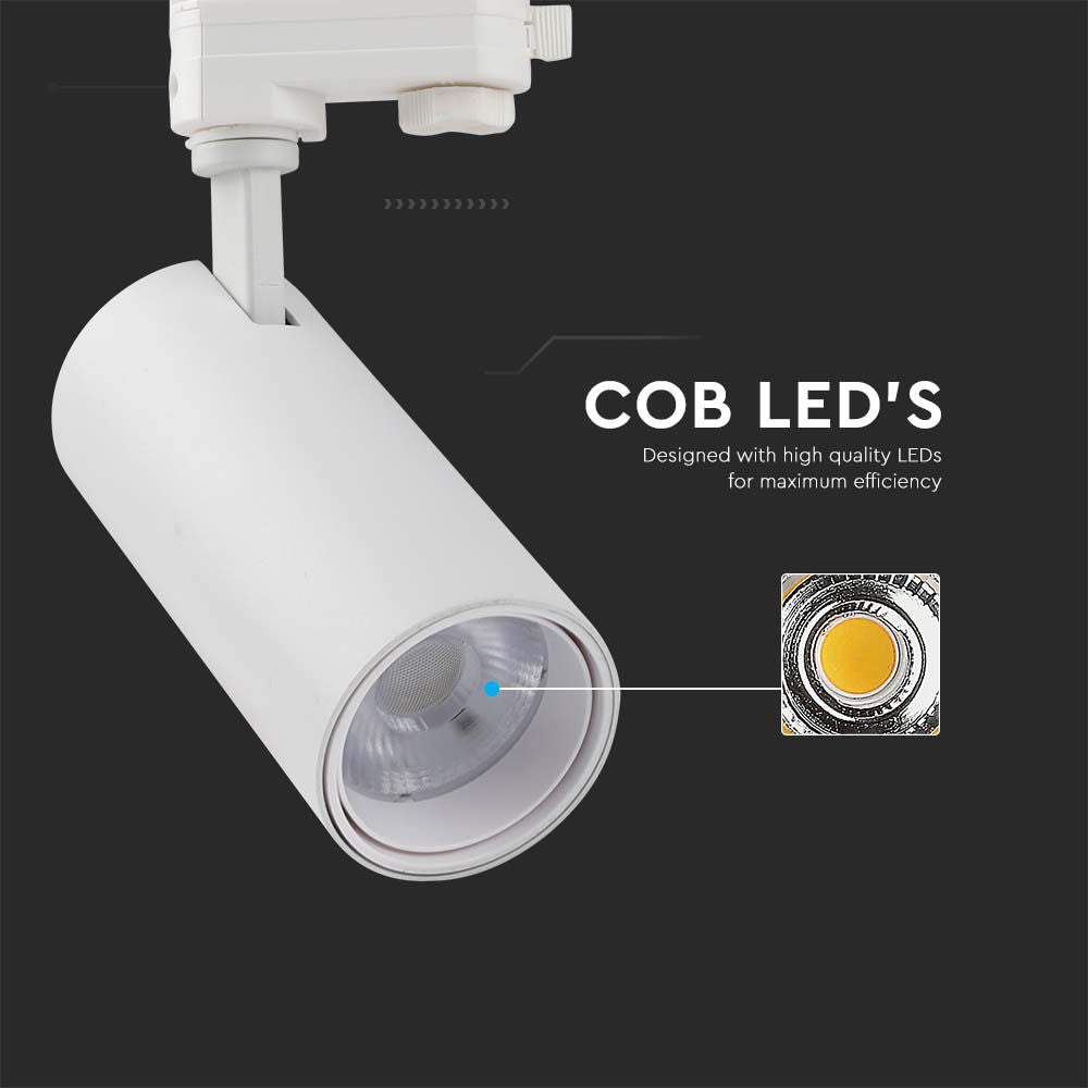 30W COB Lampa LED na szynoprzewód / Barwa: 3w1 / Obudowa: Biała
