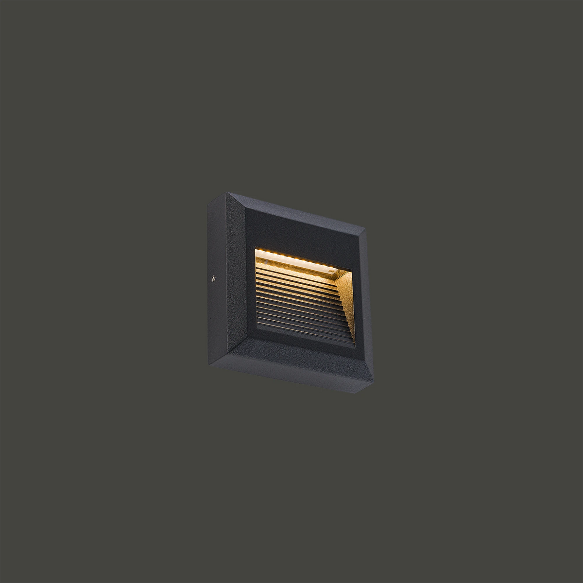 Nowodvorski Lampa ścienna natynkowa SIDEWALK SQUARE LED 3W 50/60Hz IP54 - Aluminium lakierowane - Czarny 8148 - lampa włączona