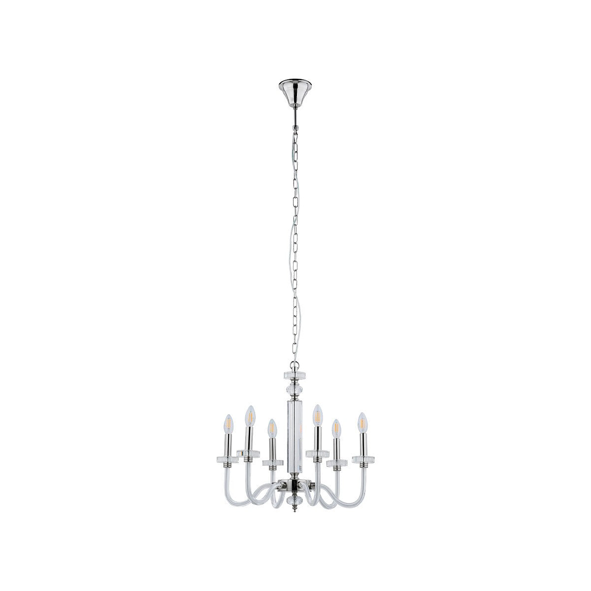 Nowodvorski Żyrandol HAMPTON 10W only LED 50/60Hz - Stal chromowana - Chrom 8154 - lampa włączona