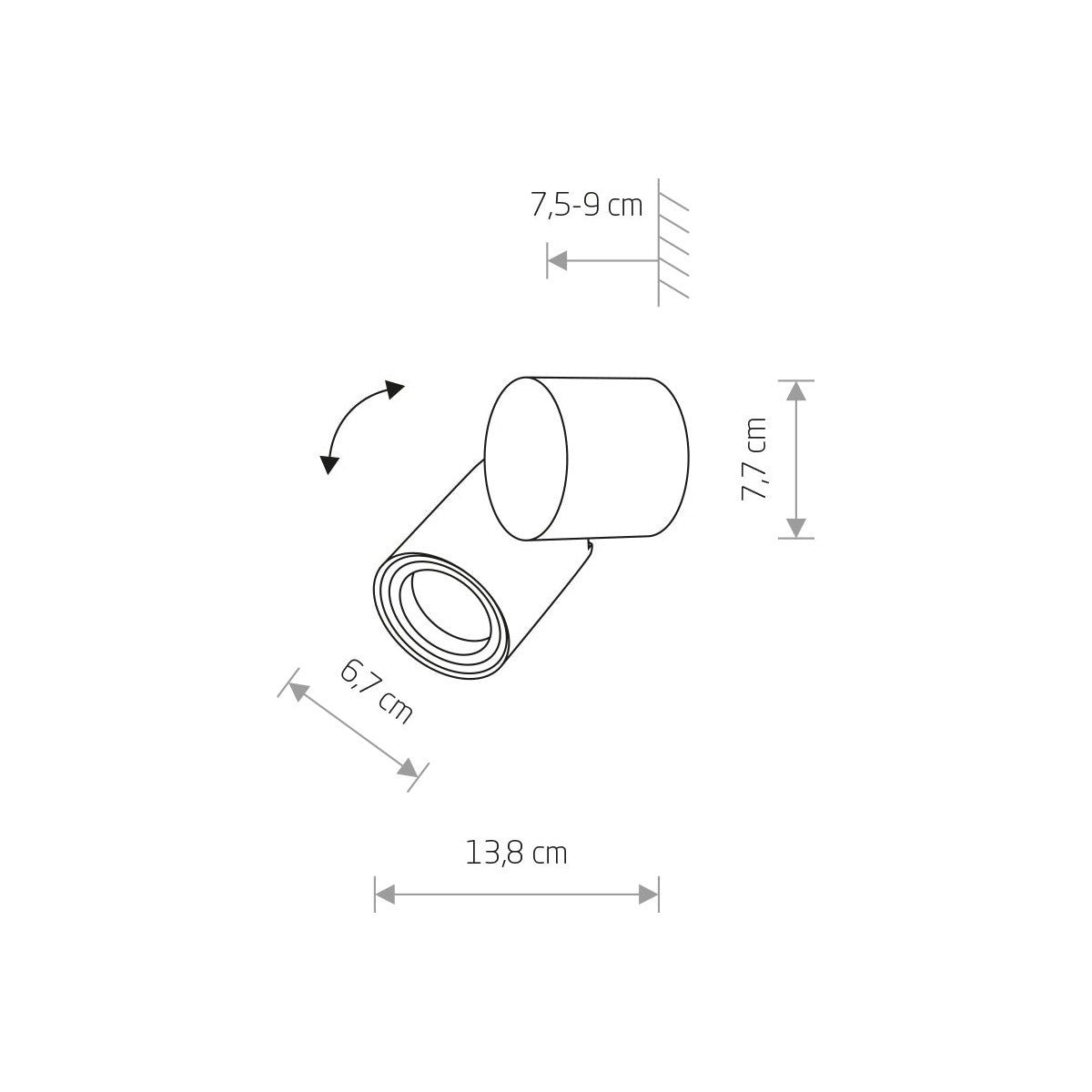 Nowodvorski Lampa ścienna natynkowa TUBINGS S 10W only LED 50/60Hz IP54 - Aluminium lakierowane - Czarny 8160