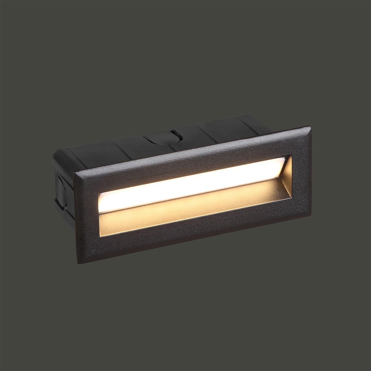 Nowodvorski Lampa ścienna wbudowana BAY LED 5W 50/60Hz IP65 - Aluminium lakierowane - Czarny 8165 - lampa włączona