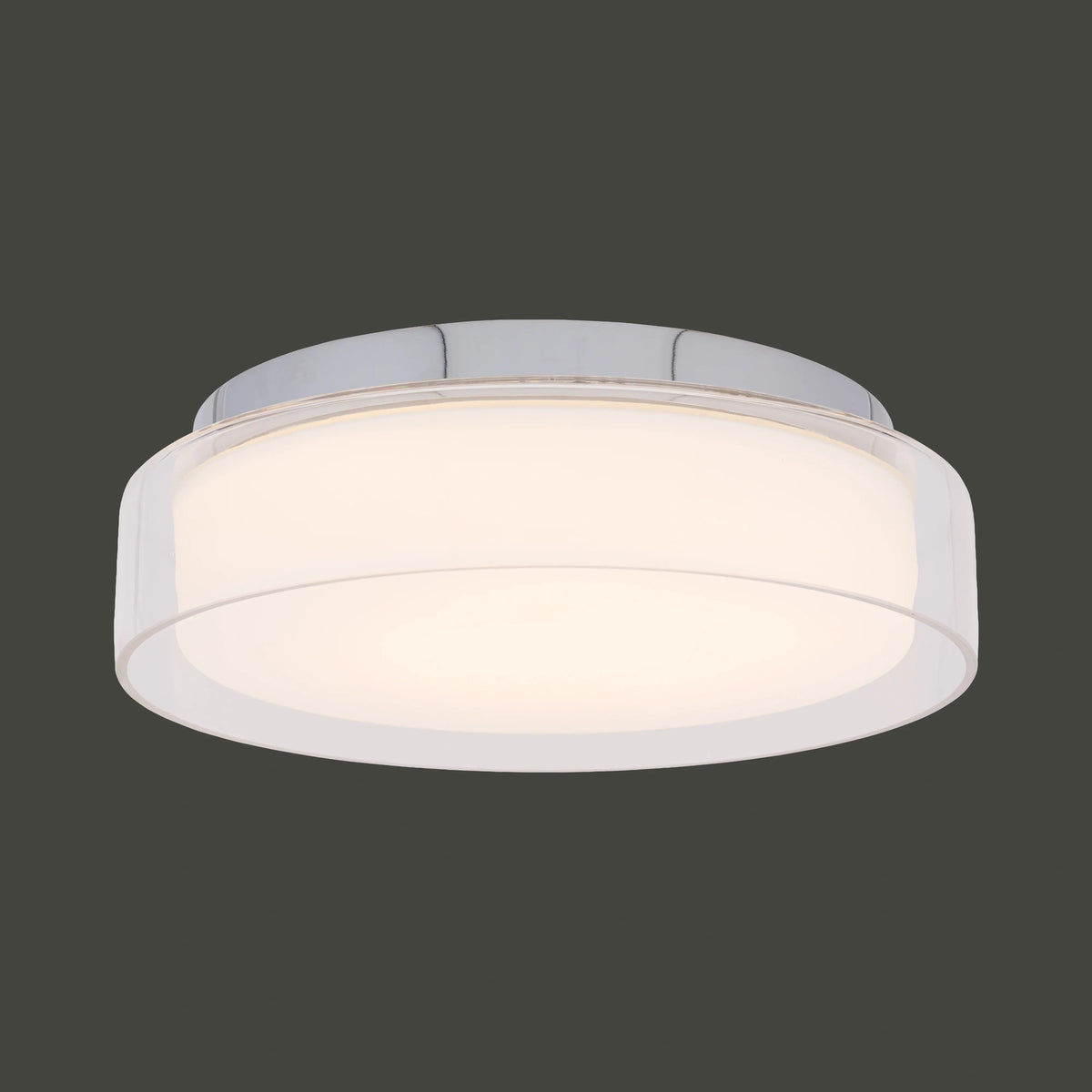 Nowodvorski Plafon PAN LED S 12W 50/60Hz - Szkło - Transparentny 8173 - lampa włączona