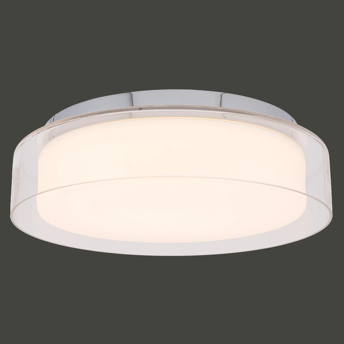 Nowodvorski Plafon PAN LED M 17W 50/60Hz - Szkło - Transparentny 8174 - lampa włączona