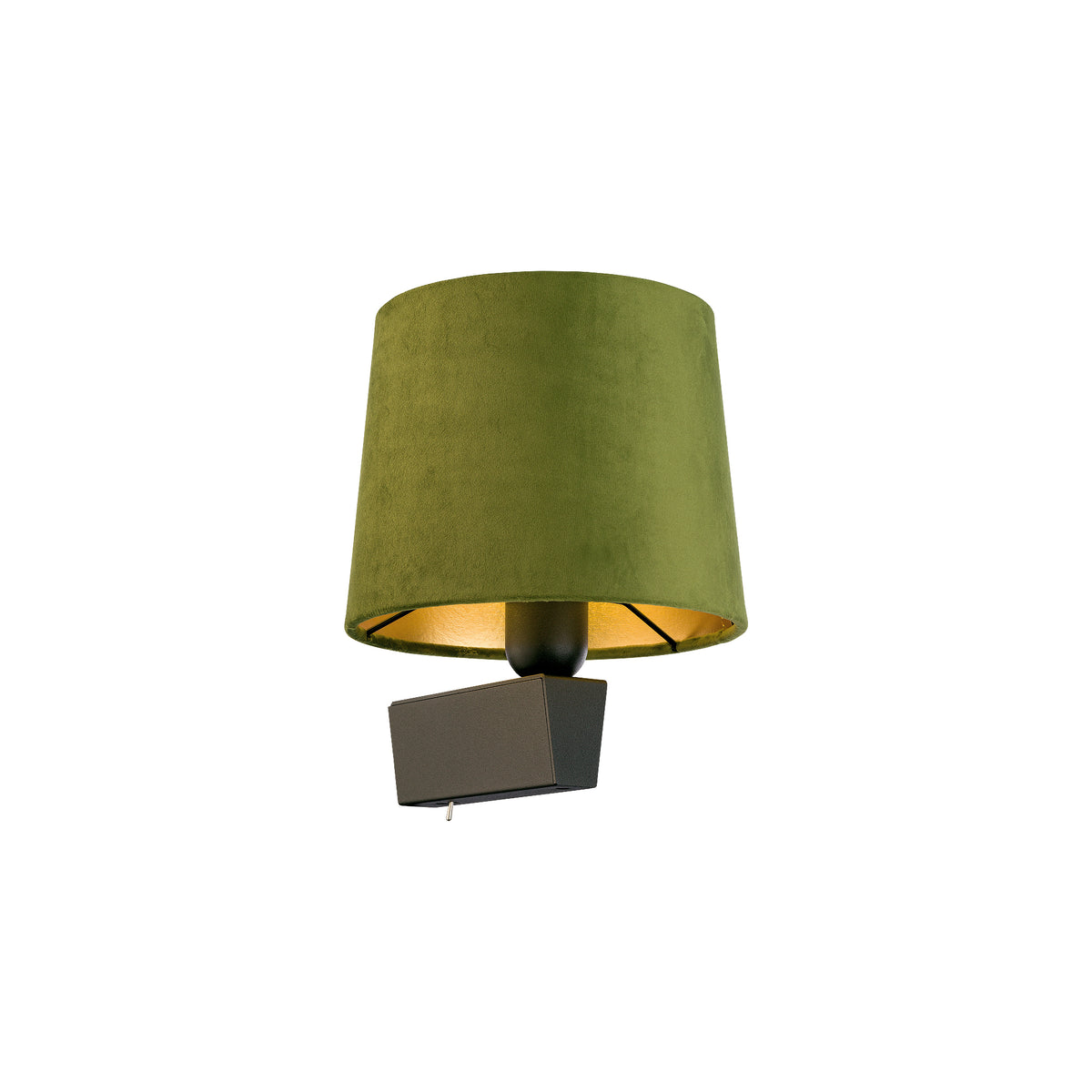 Nowodvorski Kinkiet z włącznikiem CHILLIN 10W only LED 230 50/60 - Aksamit - Zielono-złoty 8198 - lampa włączona
