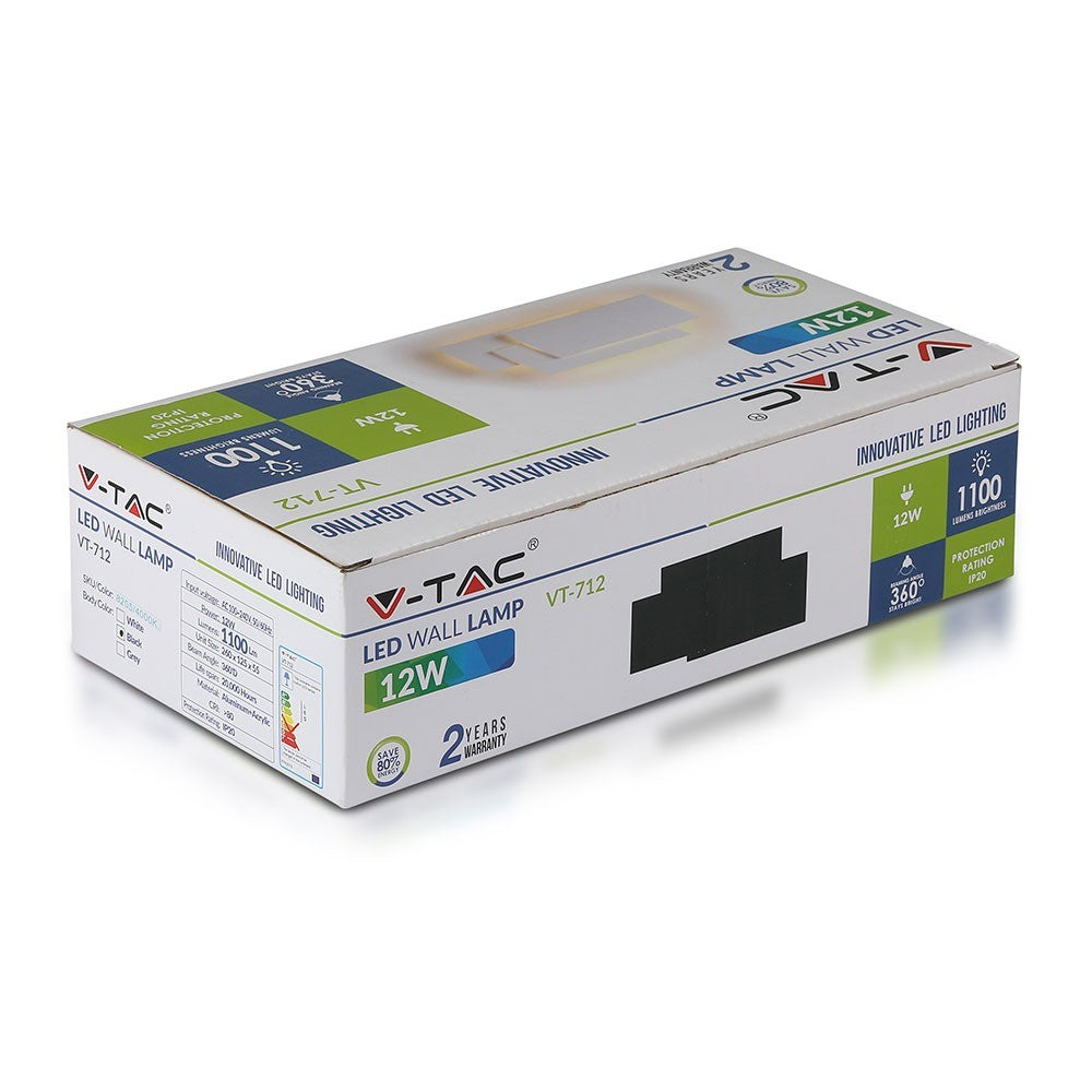 12W Lampa ścienna LED / Barwa:3000K / IP20 / Obudowa: Czarna