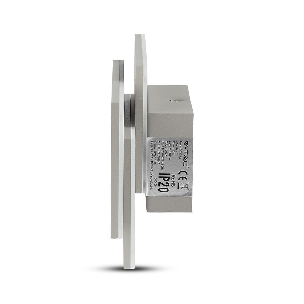 12W Lampa ścienna LED / Barwa:4000K / IP20 / Obudowa: Szara