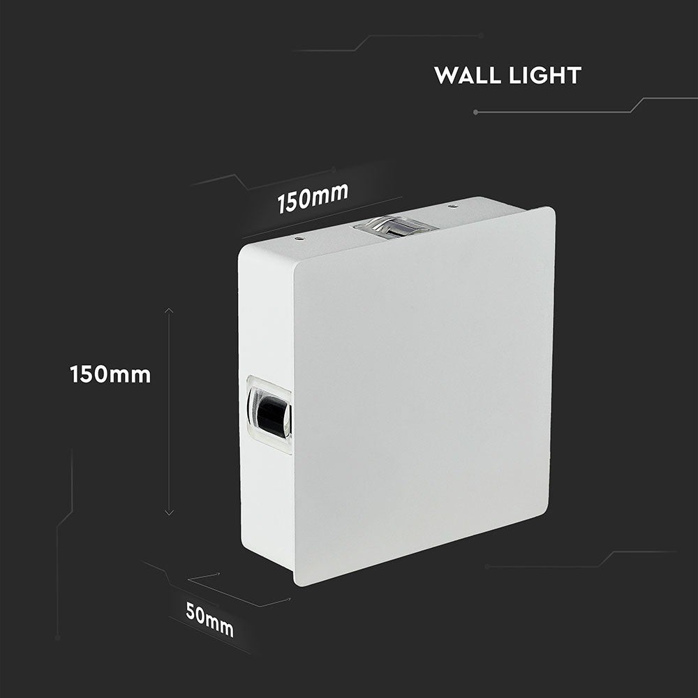 4W Lampa ścienna LED / Barwa:3000K / IP65 / Obudowa: Biała / Kwadratowa