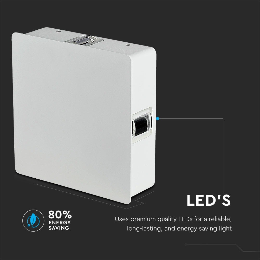 4W Lampa ścienna LED / Barwa:3000K / IP65 / Obudowa: Biała / Kwadratowa