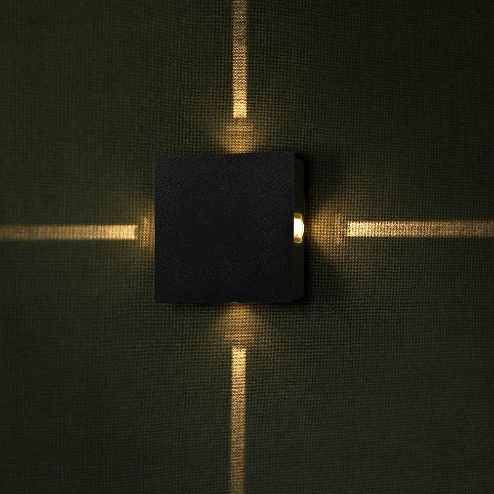 4W Lampa ścienna LED / Barwa:4000K / IP65 / Obudowa: Czarna / Kwadratowa