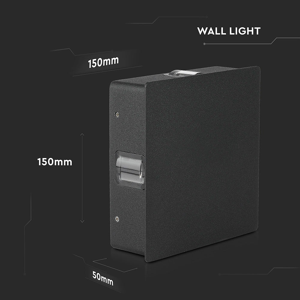 4W Lampa ścienna LED / Barwa:3000K / IP65 / Obudowa: Czarna / Kwadratowa