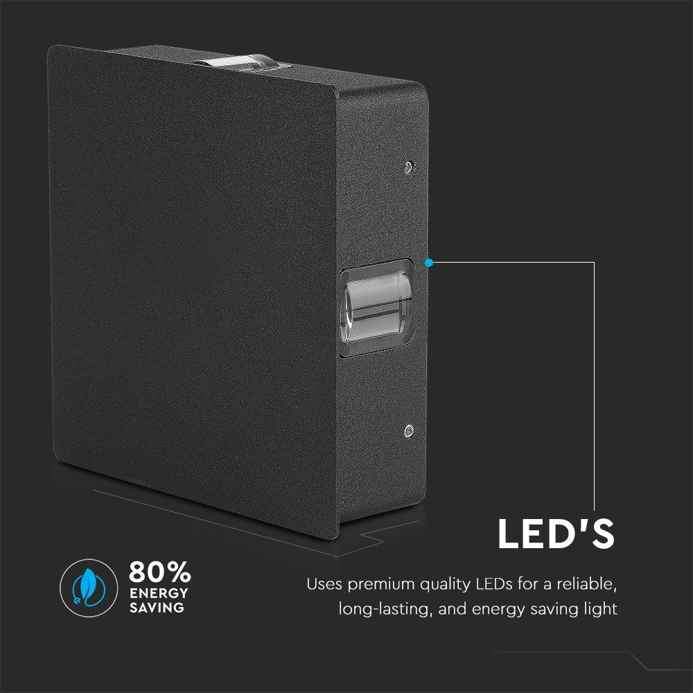 4W Lampa ścienna LED / Barwa:3000K / IP65 / Obudowa: Czarna / Kwadratowa
