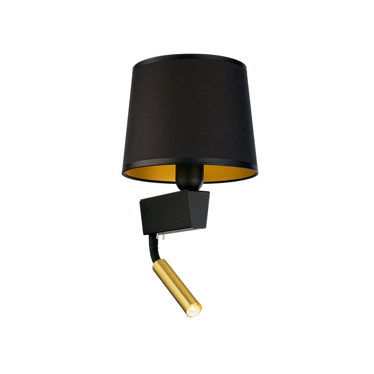 Nowodvorski Kinkiet z włącznikiem CHILLIN 10W only LED 50/60Hz - Tkanina - Czarno-złoty 8213 - lampa włączona