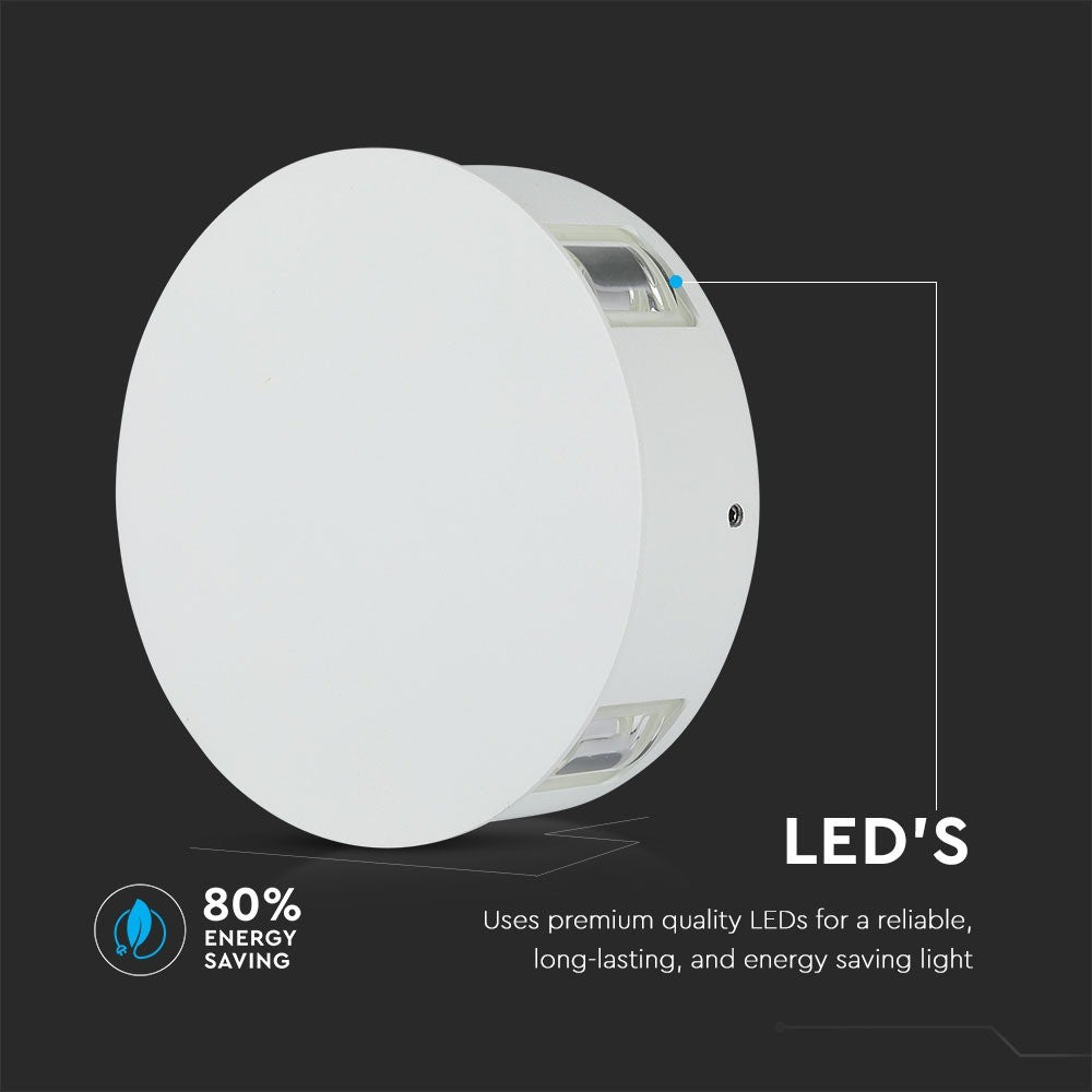 4W Lampa ścienna LED / Barwa:4000K / IP65 / Obudowa: Biała / Okrągła
