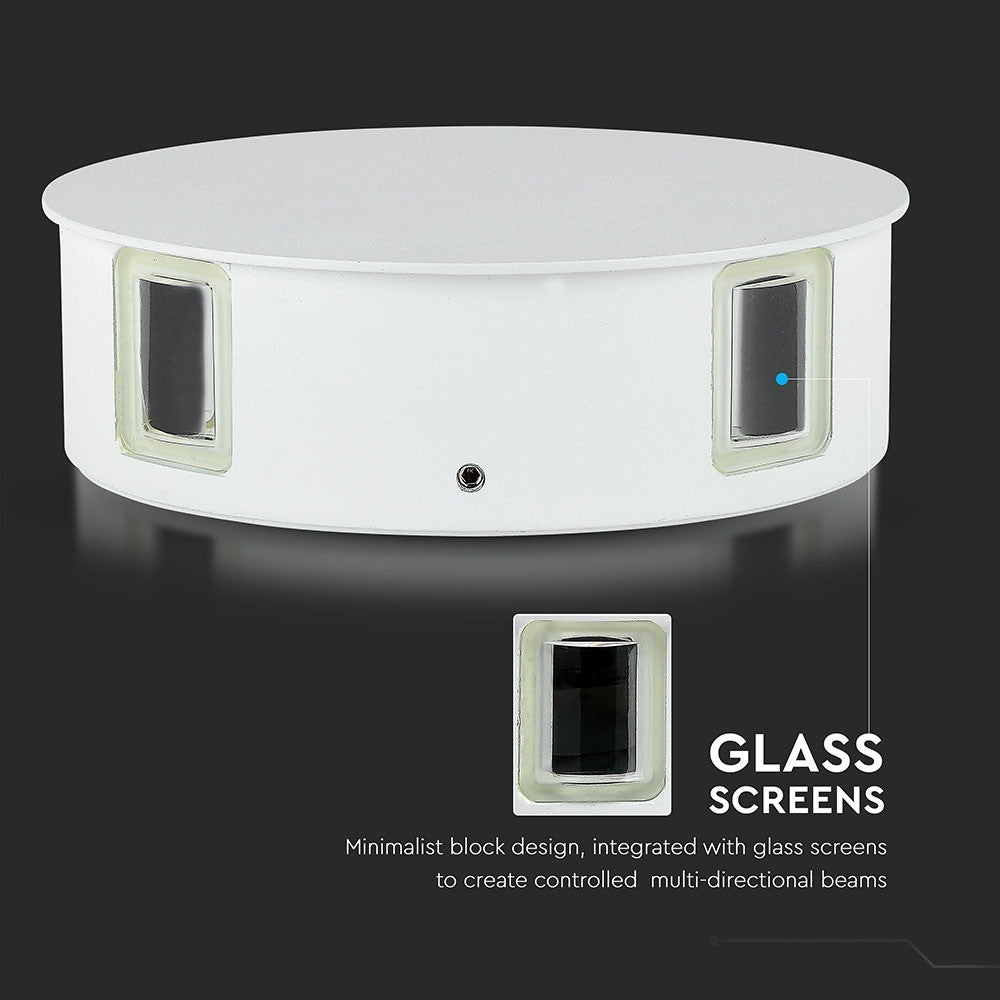 4W Lampa ścienna LED / Barwa:3000K / IP65 / Obudowa: Biała / Okrągła