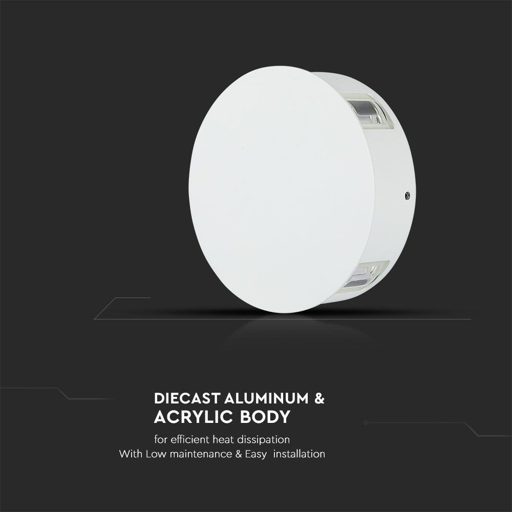 4W Lampa ścienna LED / Barwa:4000K / IP65 / Obudowa: Biała / Okrągła
