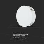 4W Lampa ścienna LED / Barwa:3000K / IP65 / Obudowa: Biała / Okrągła