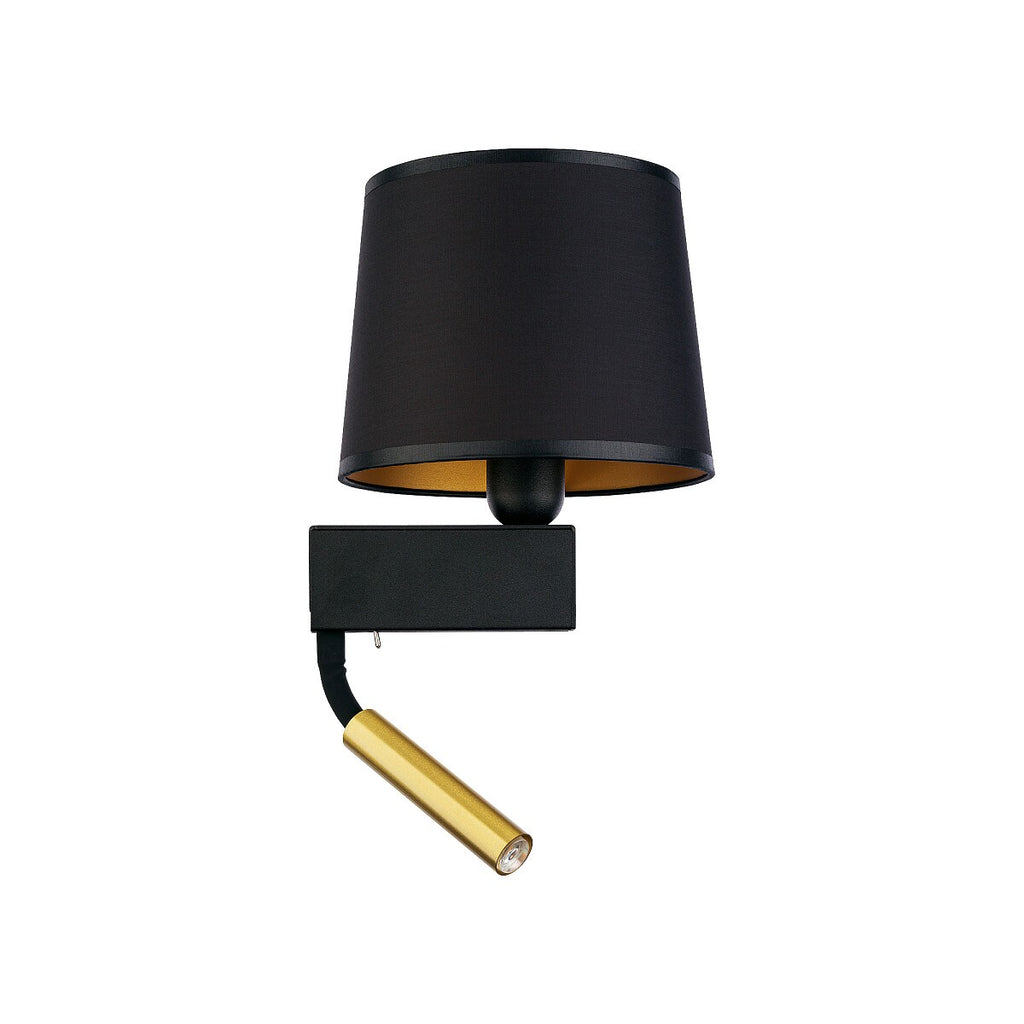 Nowodvorski Kinkiet z włącznikiem CHILLIN 10W only LED, 10W only LED 50/60Hz - Tkanina - Czarno-złoty 8213