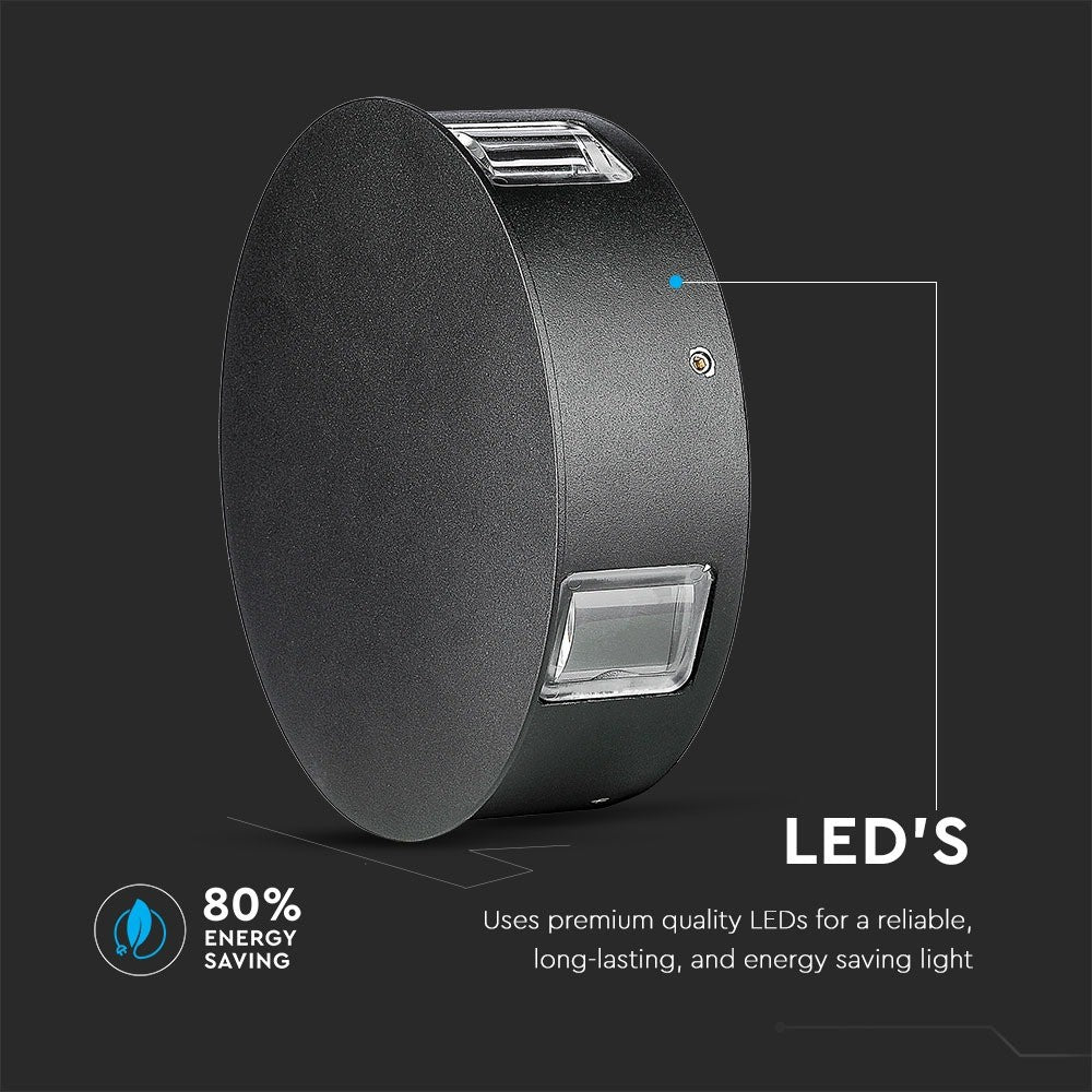 4W Lampa ścienna LED / Barwa:4000K / IP65 / Obudowa: Czarna / Okrągła