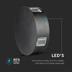 4W Lampa ścienna LED / Barwa:3000K / IP65 / Obudowa: Czarna / Okrągła