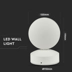 7W Lampa ścienna LED / Barwa:3000K / IP65 / Obudowa: Biała