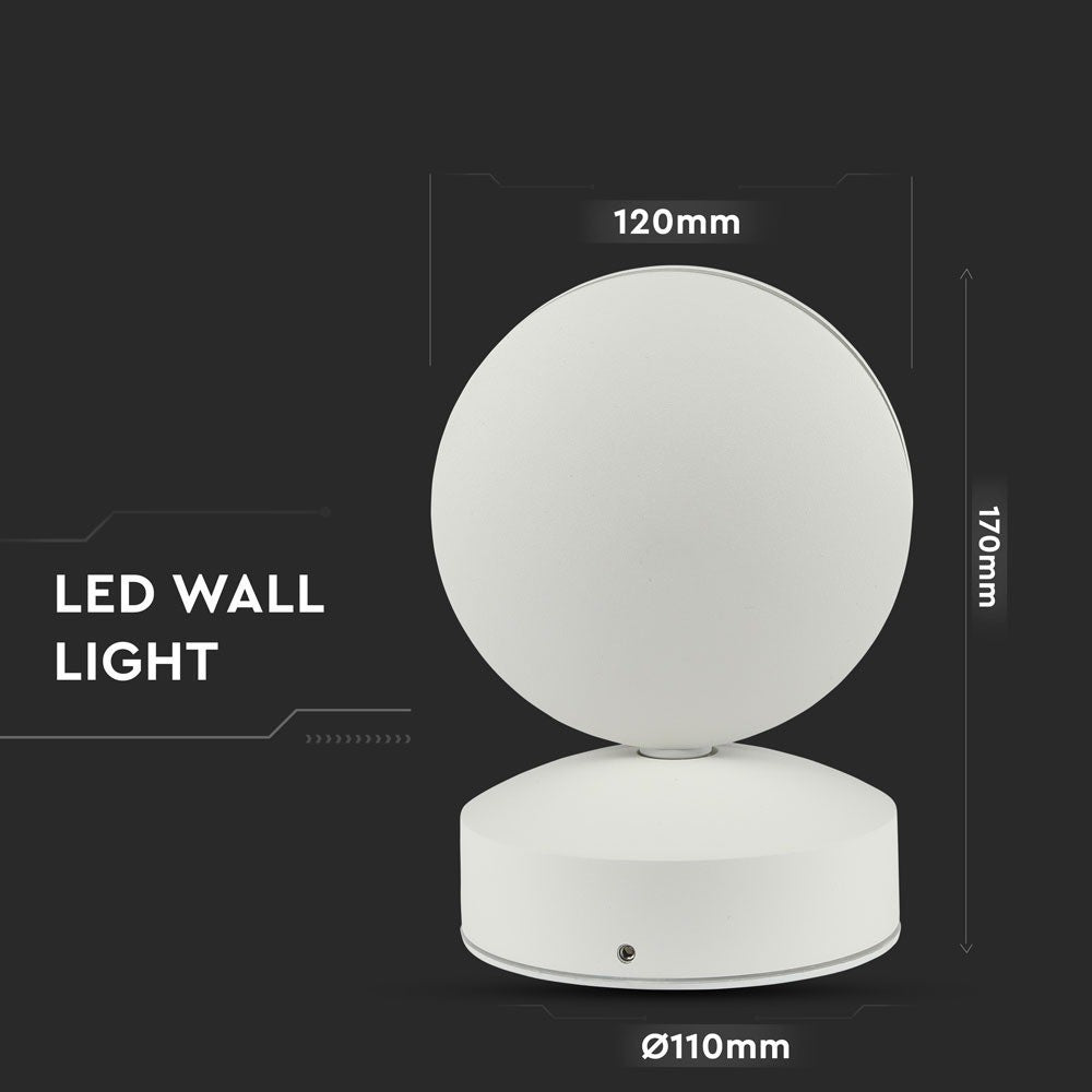7W Lampa ścienna LED / Barwa:3000K / IP65 / Obudowa: Biała