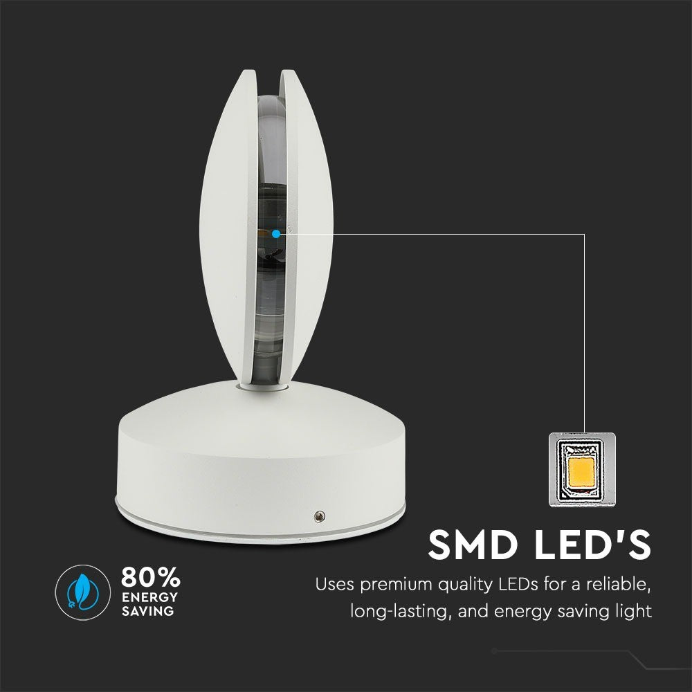 7W Lampa ścienna LED / Barwa:3000K / IP65 / Obudowa: Biała