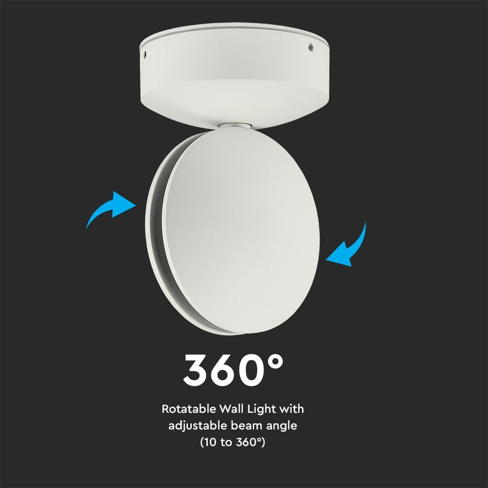 7W Lampa ścienna LED / Barwa:4000K / IP65 / Obudowa: Biała