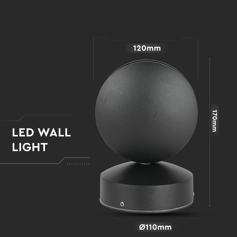 7W Lampa ścienna LED / Barwa:4000K / IP65 / Obudowa: Czarna