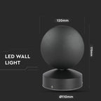 7W Lampa ścienna LED / Barwa:3000K / IP65 / Obudowa: Czarna