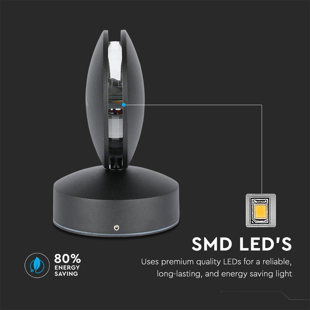 7W Lampa ścienna LED / Barwa:3000K / IP65 / Obudowa: Czarna